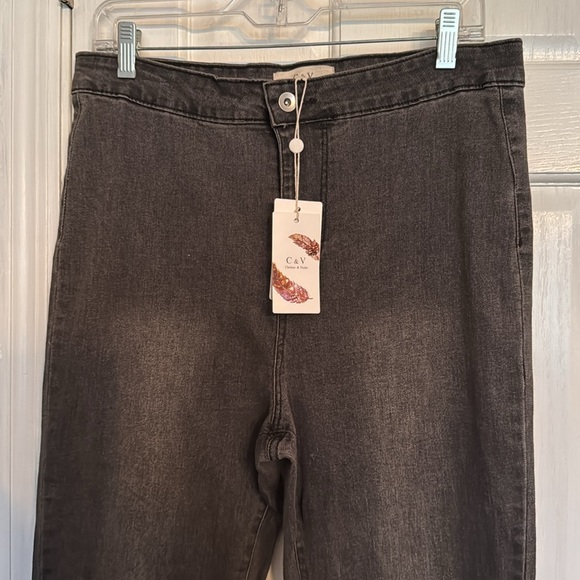 Chloe & Violet charcoal light washed flare jeans NWT 30 - Picture 2 of 12
